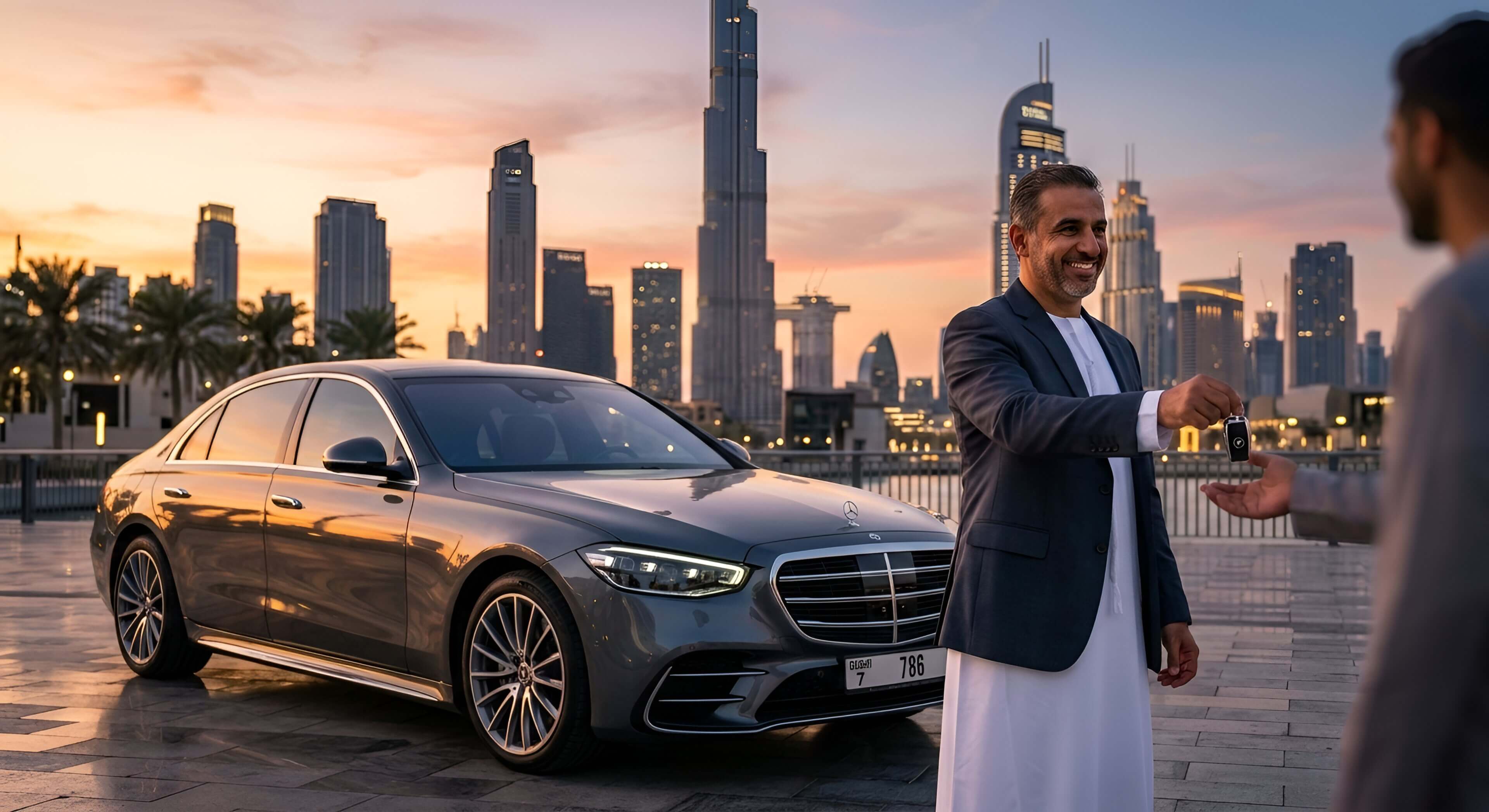 Dubai skyline with cars